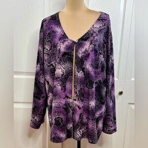 Fashion Bug Purple and Black Lace Pattern Top, size 26/28